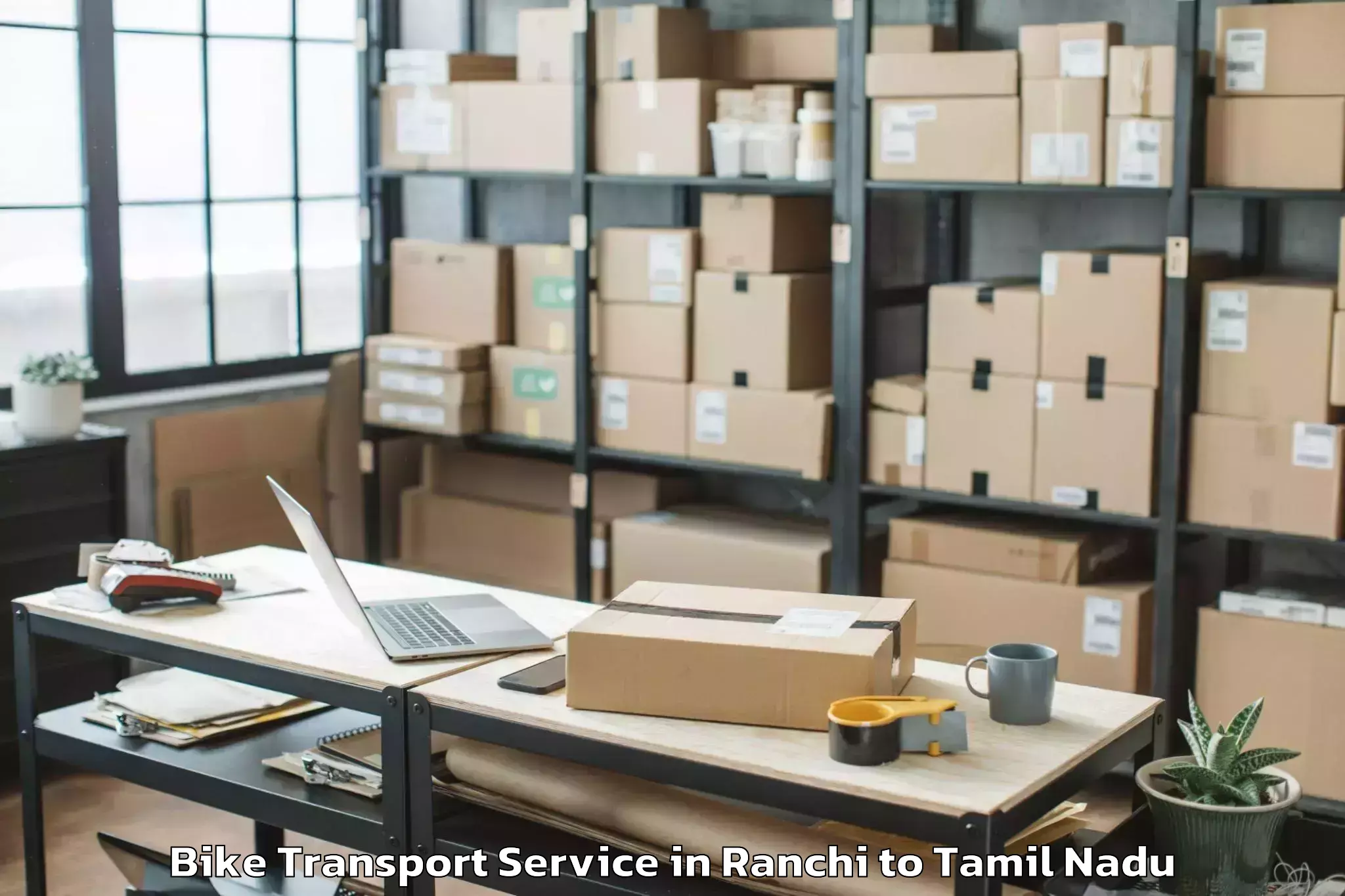 Top Ranchi to Thanjavur Airport Tjv Bike Transport Available